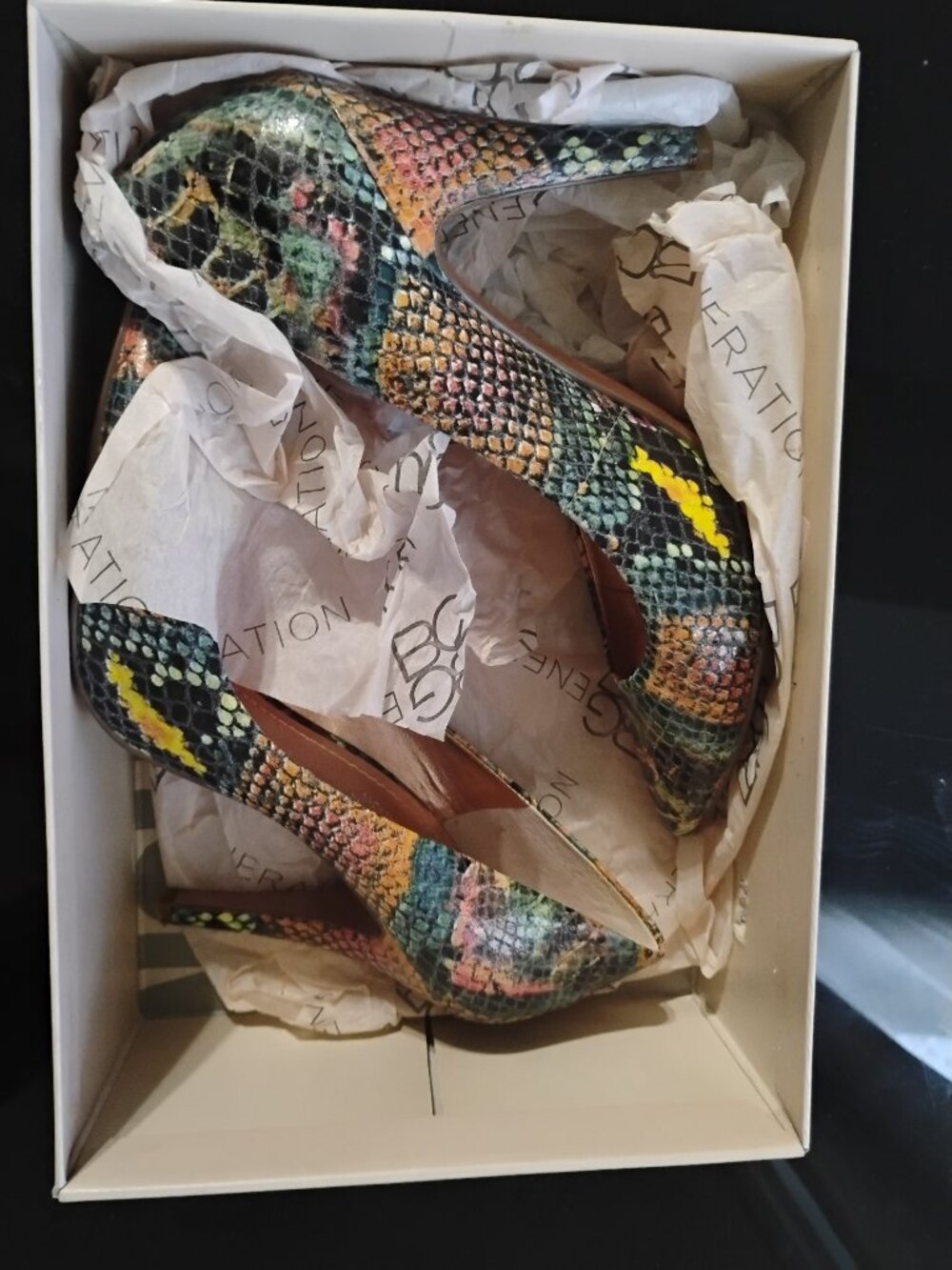 BCBGeneration paradise snake Heels